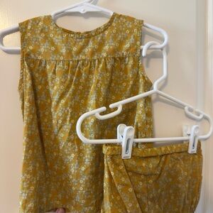Imps & Elfs mustard floral sleeveless top & shorts set size 80cm (18-24months)